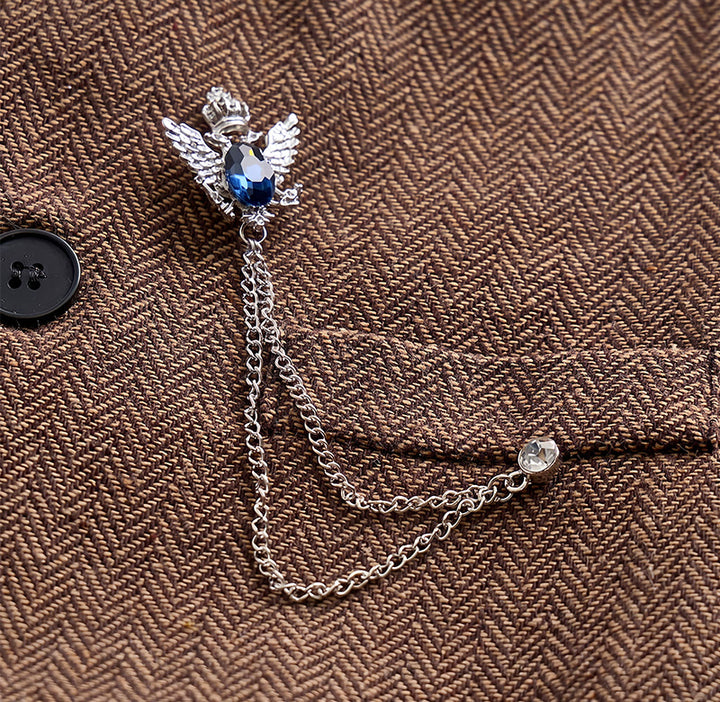 Vintage-Tweed-Anzugweste für Herren mit königlicher Kettenbrosche - image 8