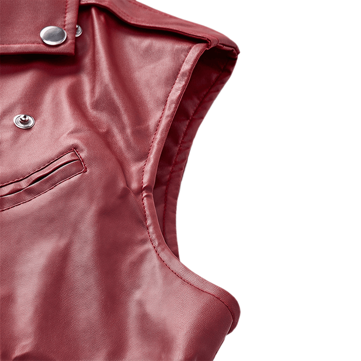 Punk-Lederweste für Herren mit asymmetrischem Reißverschluss am Revers, ideal für Motorradfahrer. - image 10