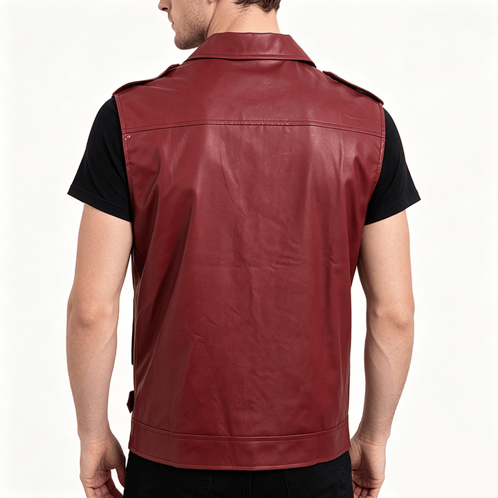 Punk-Lederweste für Herren mit asymmetrischem Reißverschluss am Revers, ideal für Motorradfahrer. - image 3