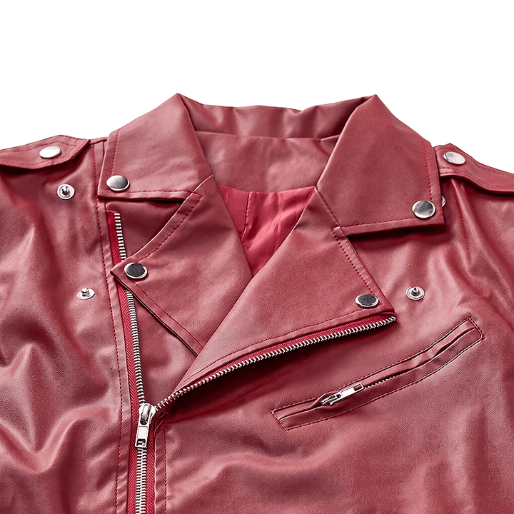 Punk-Lederweste für Herren mit asymmetrischem Reißverschluss am Revers, ideal für Motorradfahrer. - image 6