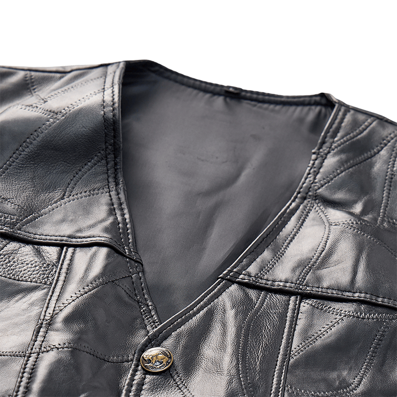 Punk-Biker-Motorradlederweste für Herren mit seitlichem Kordelzug - image 5