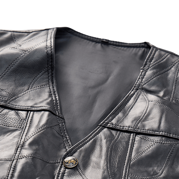 Punk-Biker-Motorradlederweste für Herren mit seitlichem Kordelzug - image 5