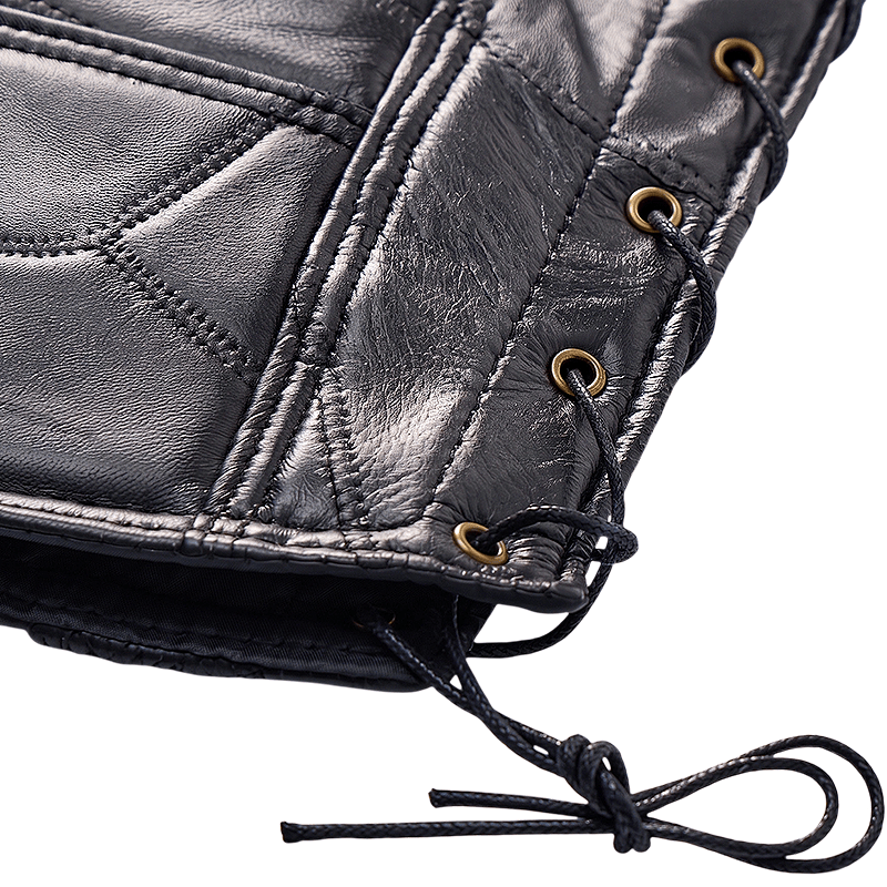Punk-Biker-Motorradlederweste für Herren mit seitlichem Kordelzug - image 9