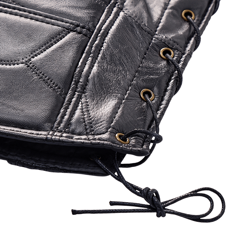Punk-Biker-Motorradlederweste für Herren mit seitlichem Kordelzug - image 9