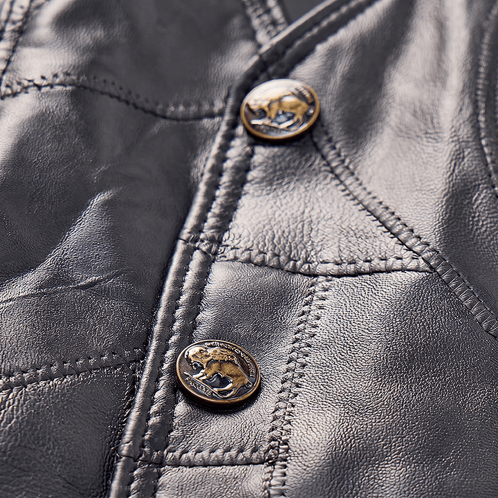 Punk-Biker-Motorradlederweste für Herren mit seitlichem Kordelzug - image 6