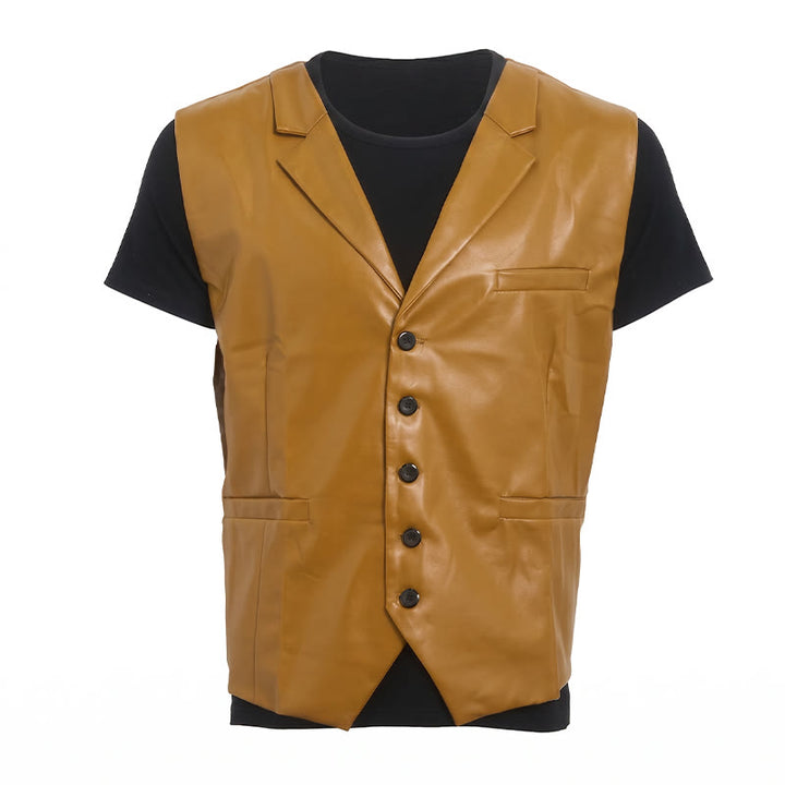 Vintage-Western-Anzugweste für Herren aus Leder mit fallendem Revers - image 13