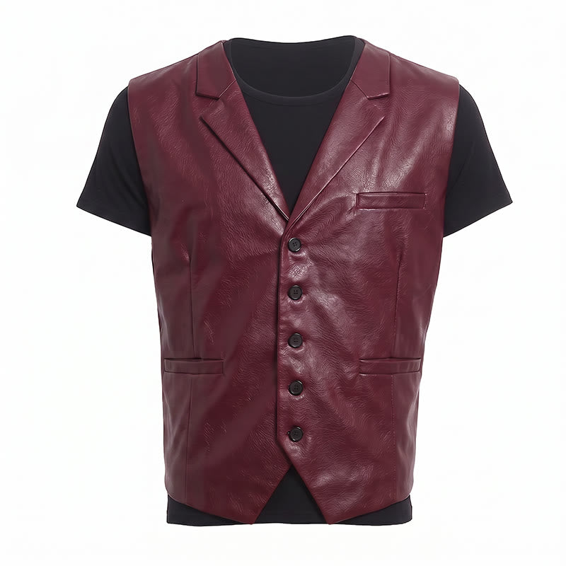 Vintage-Western-Anzugweste für Herren aus Leder mit fallendem Revers - image 16