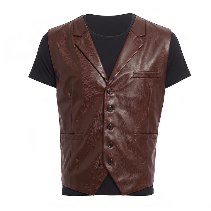 Vintage-Western-Anzugweste für Herren aus Leder mit fallendem Revers - image 17