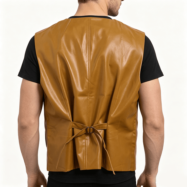 Vintage-Western-Anzugweste für Herren aus Leder mit fallendem Revers - image 3