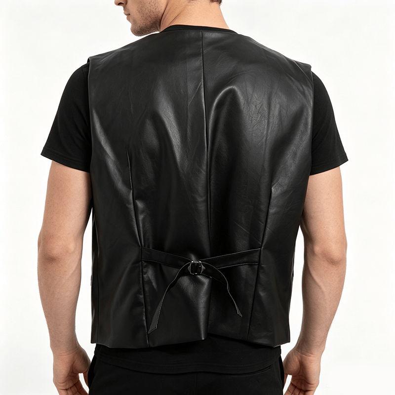 Schwarze Herren-Lederweste für den lässigen Streetstyle - image 3