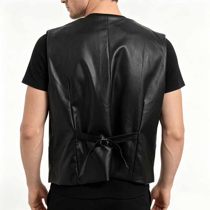 Schwarze Herren-Lederweste für den lässigen Streetstyle - image 3