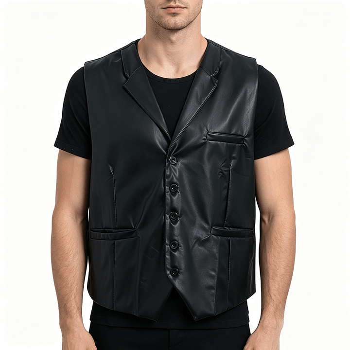 Schwarze Herren-Lederweste für den lässigen Streetstyle - image 1