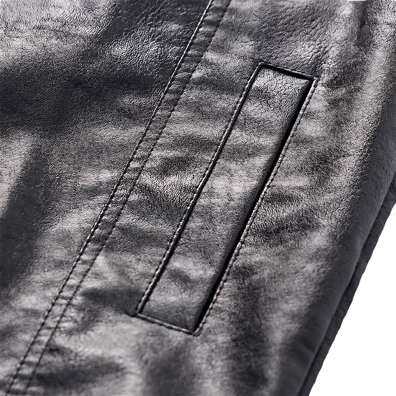 Herren-Weste aus schwarzem Leder im Hip-Hop-Vintage-Motorradstil mit aufgesetzten Taschen - image 6