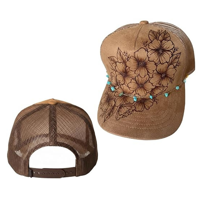 Baseballkappe im Western-Stil mit floralem Muster und türkisfarbener Kette - image 9
