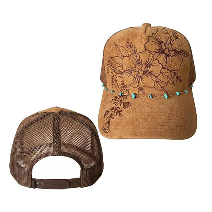 Baseballkappe im Western-Stil mit floralem Muster und türkisfarbener Kette - image 7