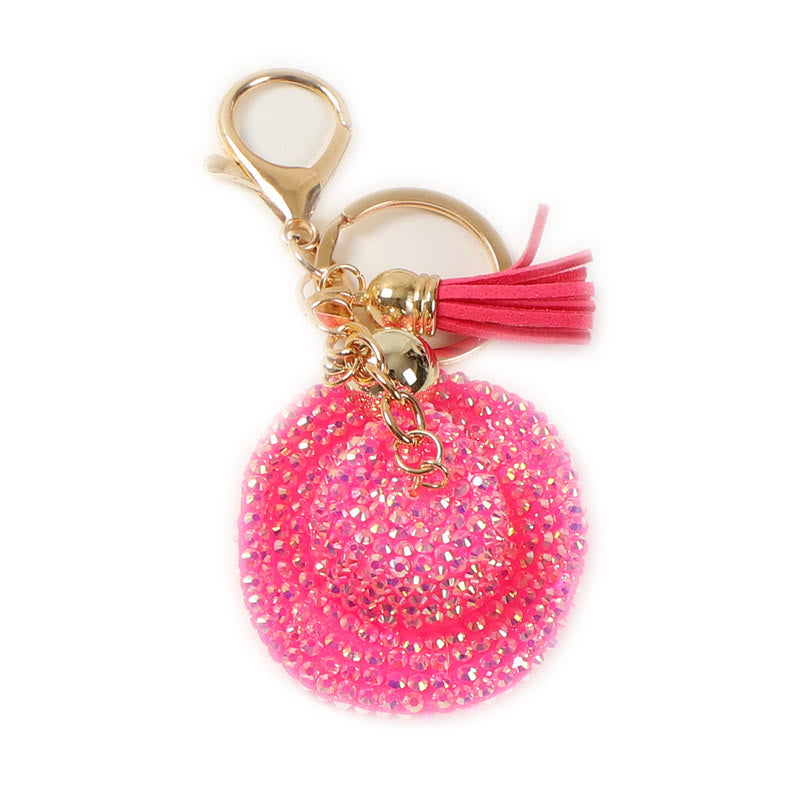Glitzernder Schlüsselanhänger mit Strasssteinen in Form eines Cowboyhuts - Rosa - image 4