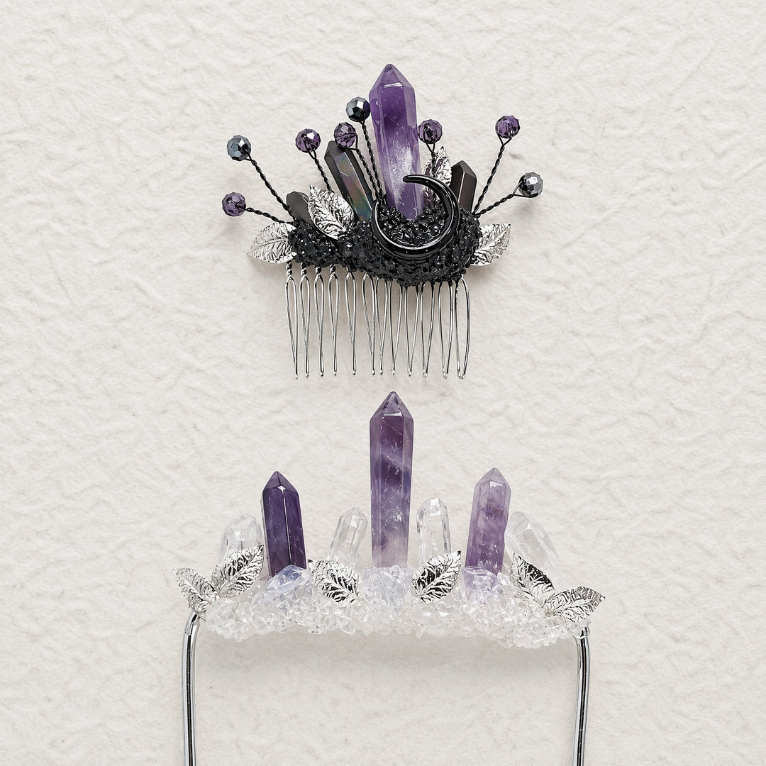 Handgefertigtes Set aus Ansteckblume für den Bräutigam und Kristallhaarkamm für die Braut - image 13