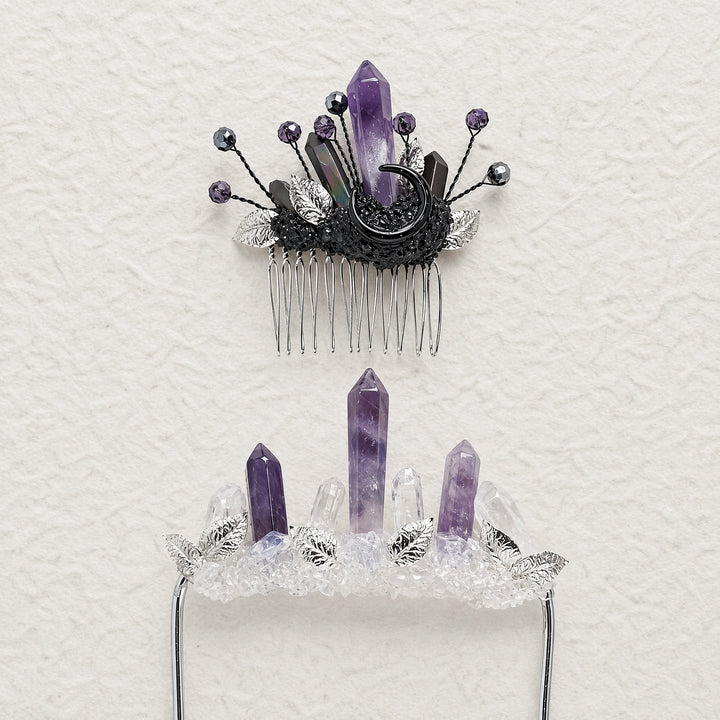 Handgefertigtes Set aus Ansteckblume für den Bräutigam und Kristallhaarkamm für die Braut - image 13