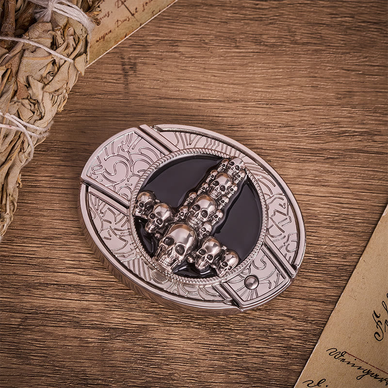 Dunkler Luxus-Totenkopf-Kreuz-DIY-Versteckmesser-Schnalle-Ledergürtel - image 9