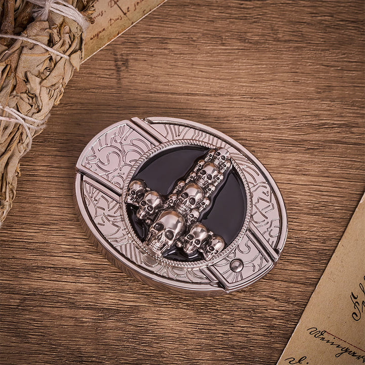 Dunkler Luxus-Totenkopf-Kreuz-DIY-Versteckmesser-Schnalle-Ledergürtel - image 9