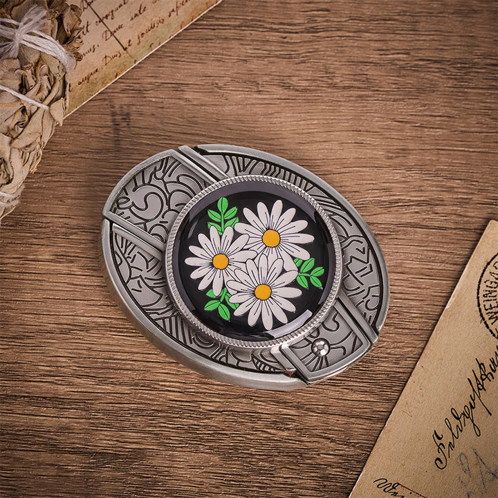Weißer Daisy Daydream Gürtel mit verstecktem Klappmesser und Schnalle - image 9