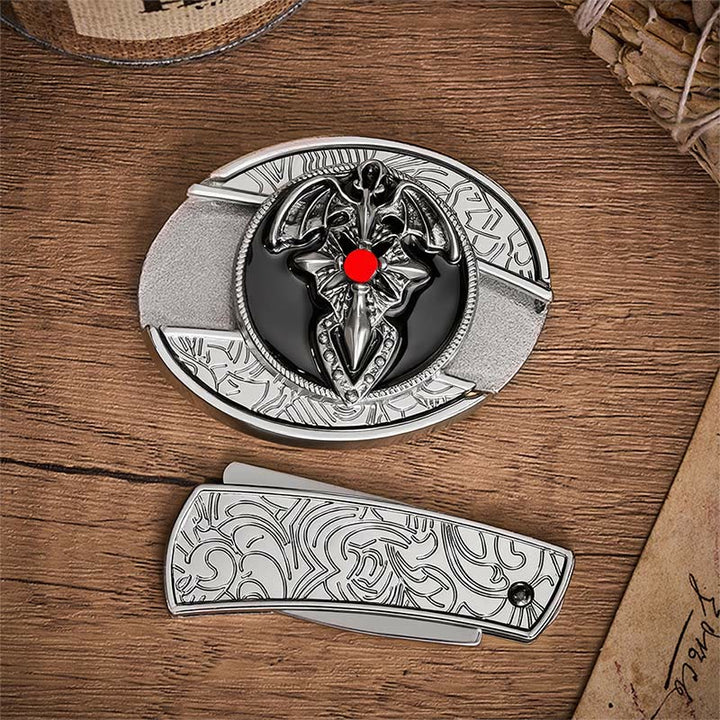 Gothic Dragon Bat Verstecktes Klappmesser Schnalle Ledergürtel - image 10