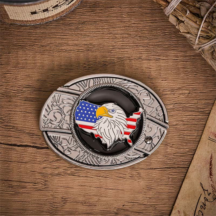 Freiheitsflagge Amerikanischer Adler Verstecktes Klappmesser Schnalle Ledergürtel - image 9