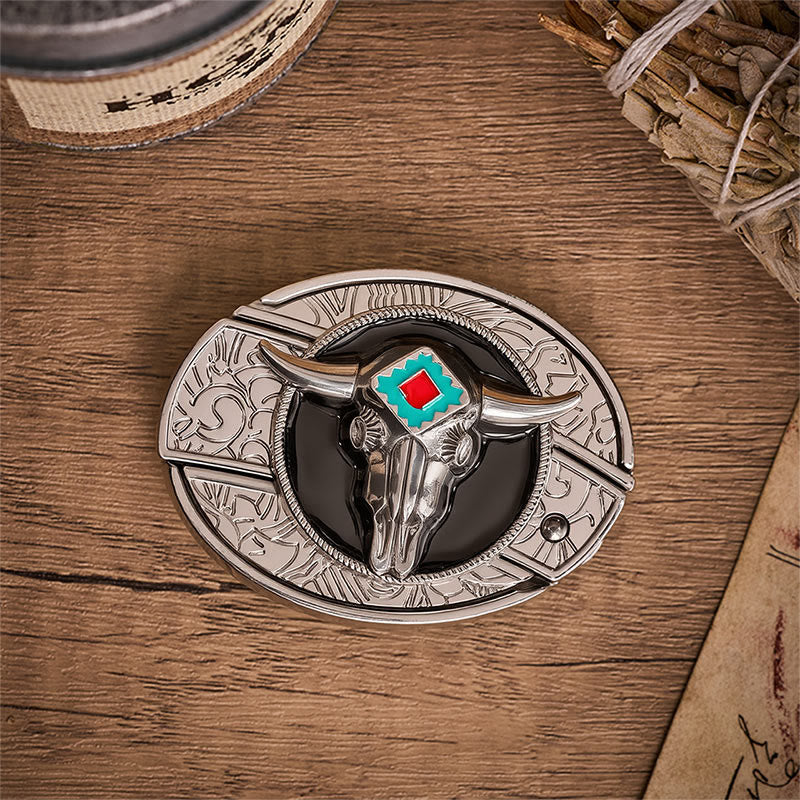 Desert Spirit Aztec Ste Skull Hidden Folding Knife Buckle Leather Belt - image 9