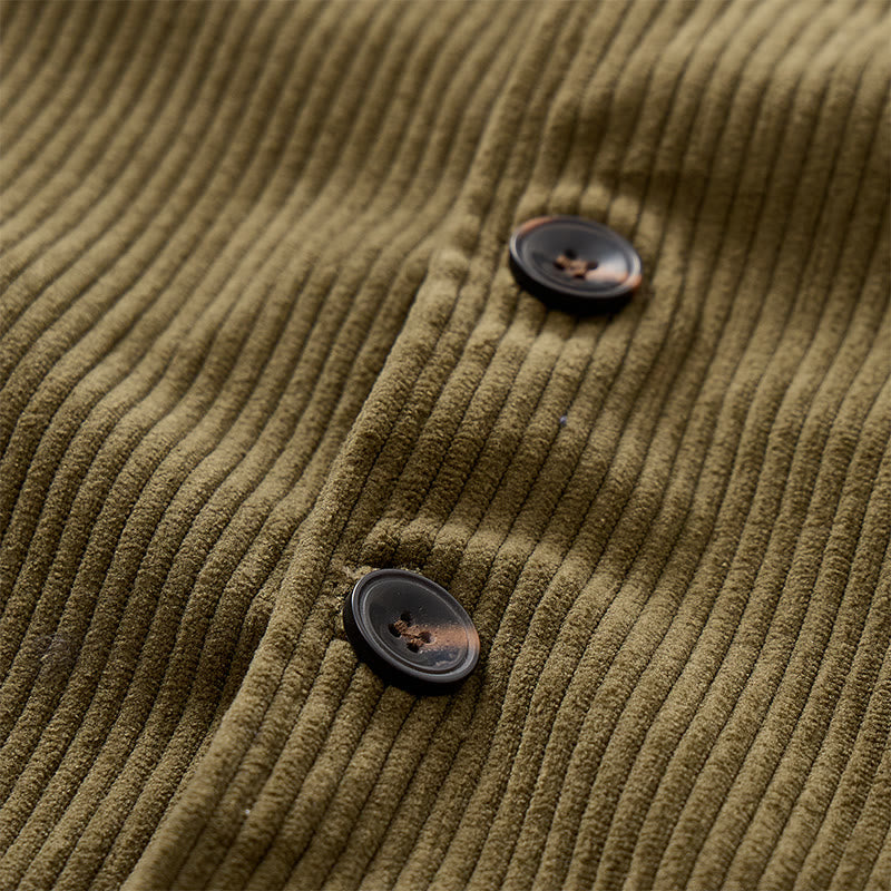Minimalistische Cord-Anzugweste im Retro-Ivy-League-Stil mit V-Ausschnitt - image 9