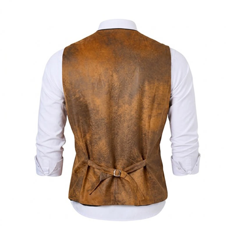 Robuste Herrenweste im Westernstil mit tabakbraunem Muster - image 10