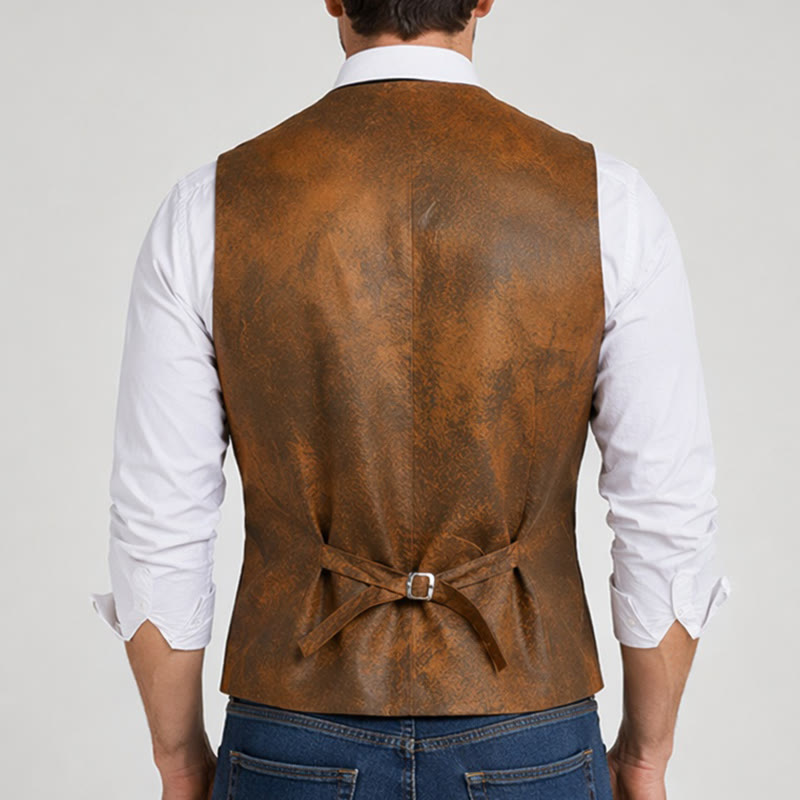 Robuste Herrenweste im Westernstil mit tabakbraunem Muster - image 2