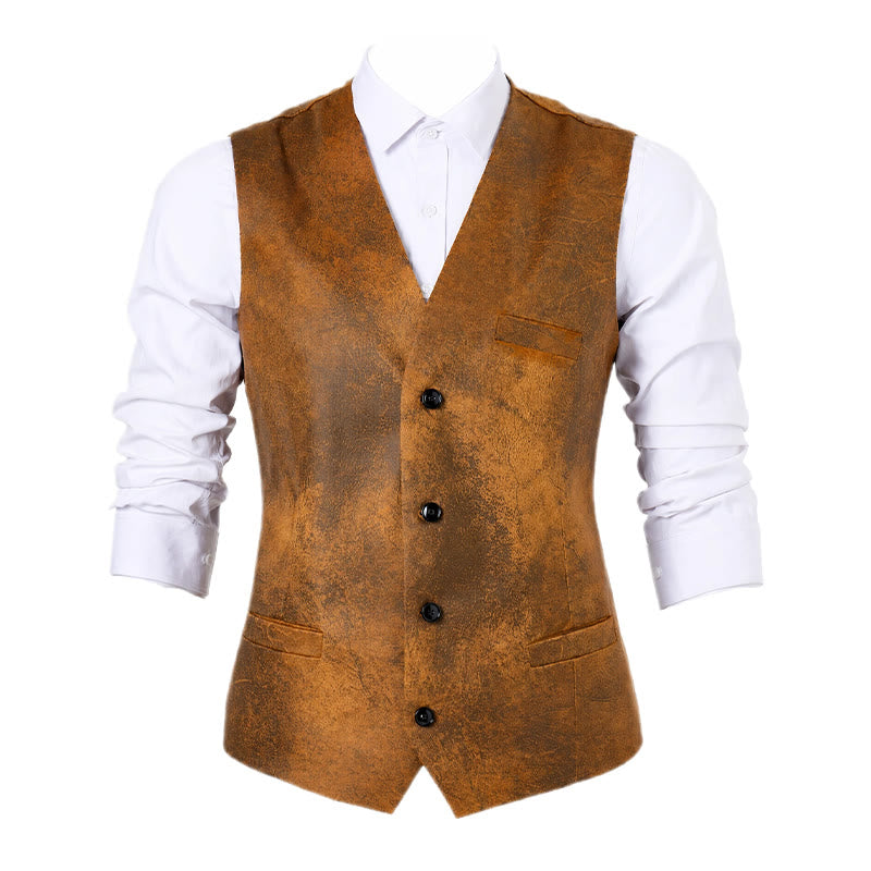 Robuste Herrenweste im Westernstil mit tabakbraunem Muster - image 9