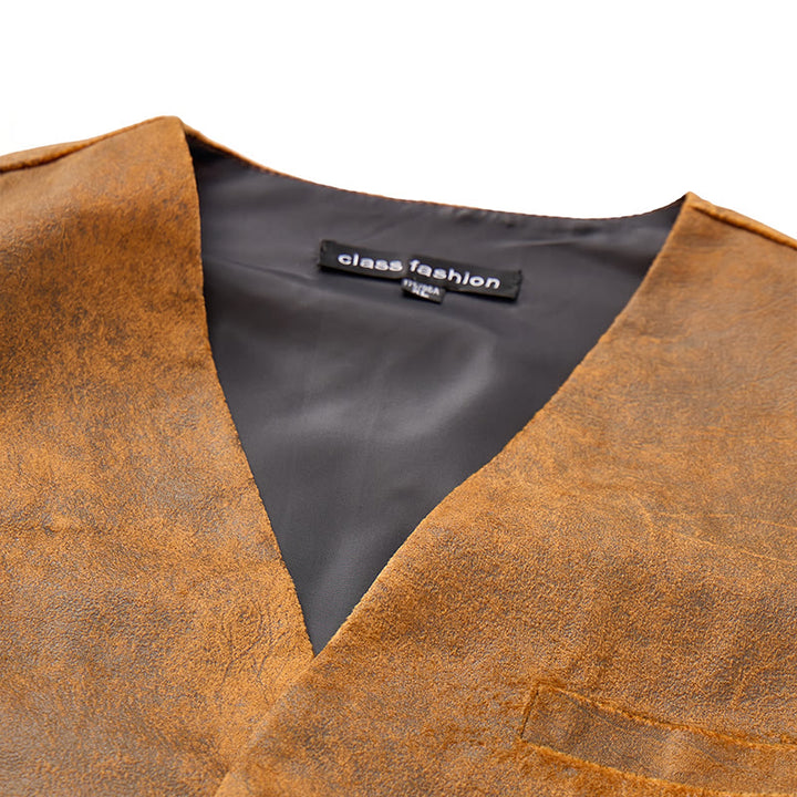 Robuste Herrenweste im Westernstil mit tabakbraunem Muster - image 4