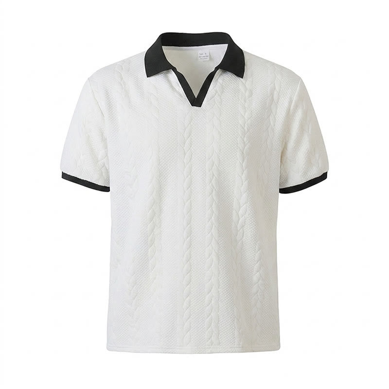 Herren Business Polohemd mit Kontrastkragen, lässig, aus Strick - image 17