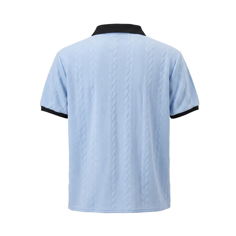 Herren Business Polohemd mit Kontrastkragen, lässig, aus Strick - image 13