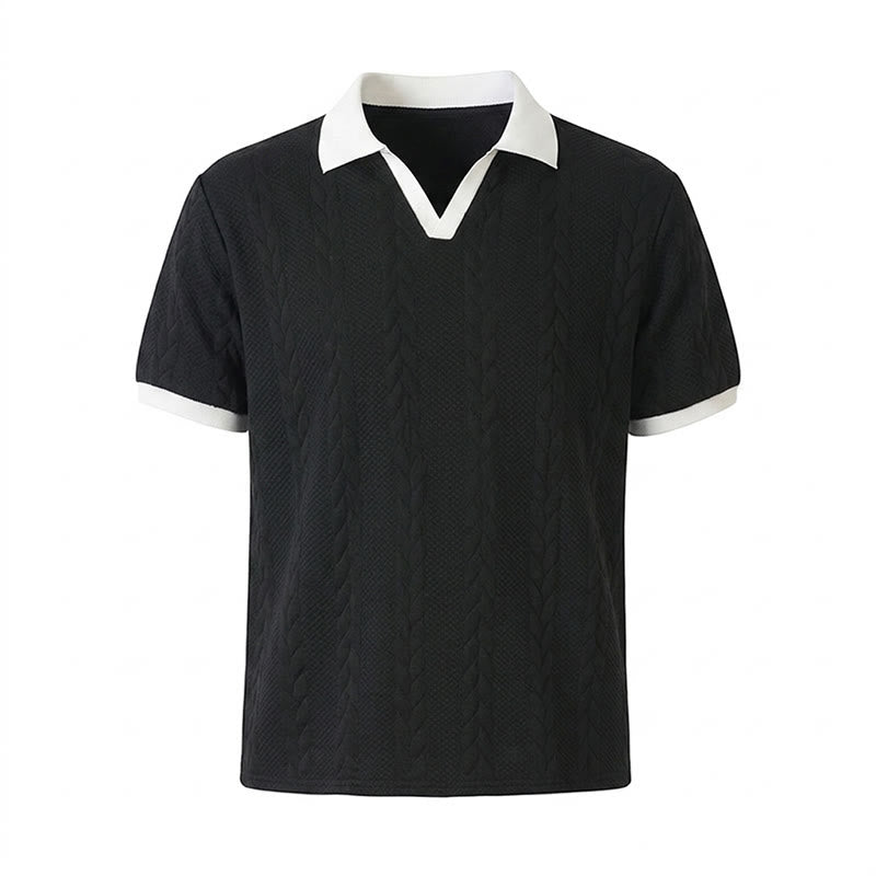 Herren Business Polohemd mit Kontrastkragen, lässig, aus Strick - image 15