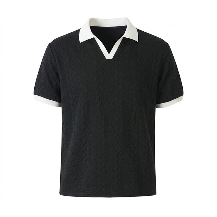Herren Business Polohemd mit Kontrastkragen, lässig, aus Strick - image 15