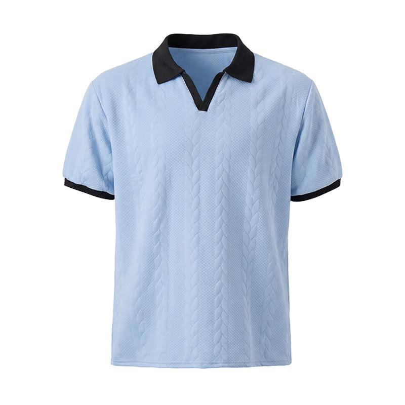 Herren Business Polohemd mit Kontrastkragen, lässig, aus Strick - image 12