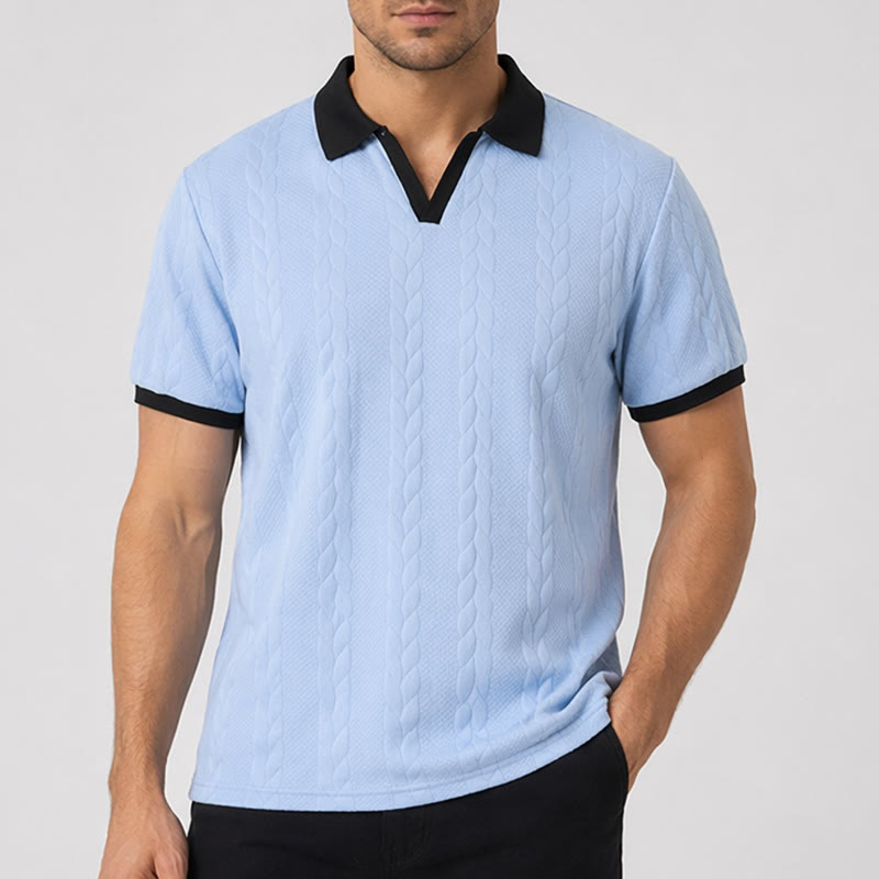 Herren Business Polohemd mit Kontrastkragen, lässig, aus Strick - image 1