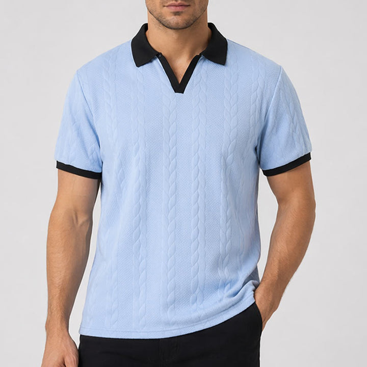 Herren Business Polohemd mit Kontrastkragen, lässig, aus Strick - image 1