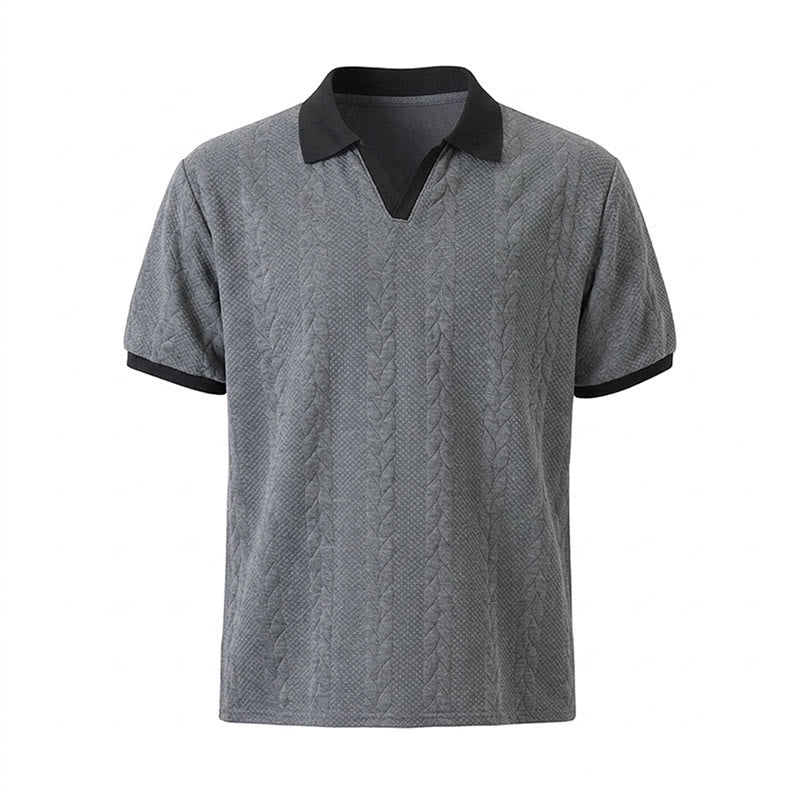Herren Business Polohemd mit Kontrastkragen, lässig, aus Strick - image 14