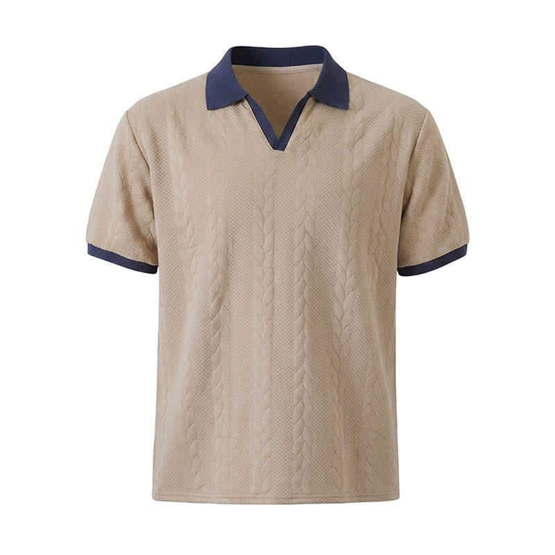 Herren Business Polohemd mit Kontrastkragen, lässig, aus Strick - image 16