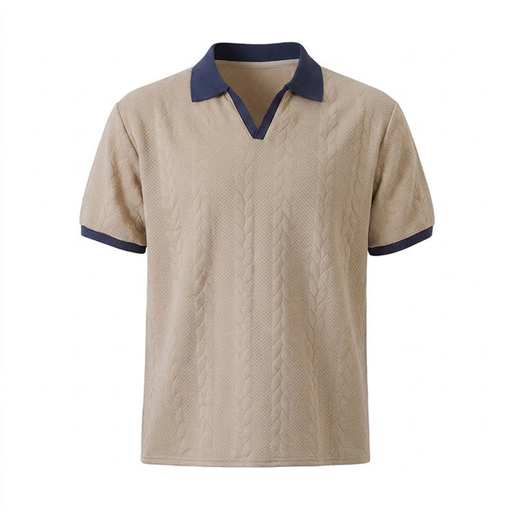 Herren Business Polohemd mit Kontrastkragen, lässig, aus Strick - image 16