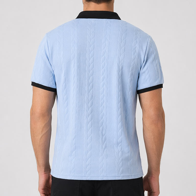 Herren Business Polohemd mit Kontrastkragen, lässig, aus Strick - image 2