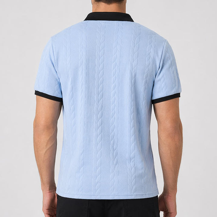 Herren Business Polohemd mit Kontrastkragen, lässig, aus Strick - image 2
