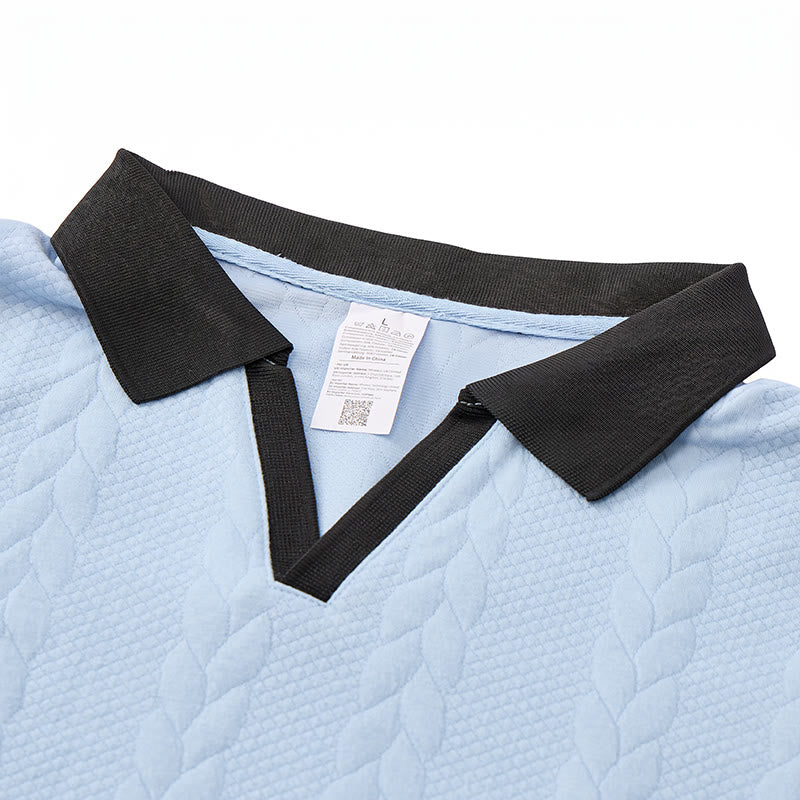 Herren Business Polohemd mit Kontrastkragen, lässig, aus Strick - image 4