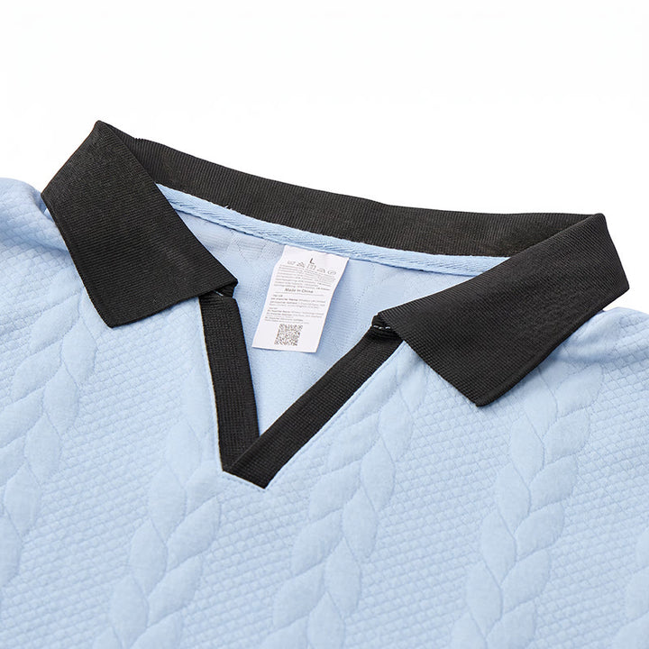 Herren Business Polohemd mit Kontrastkragen, lässig, aus Strick - image 4