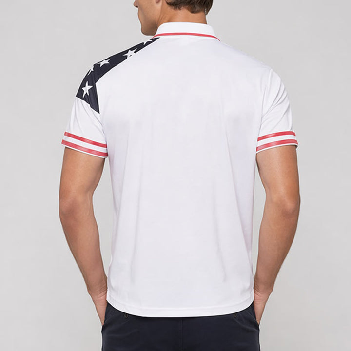 Poloshirt für Herren mit patriotischem Sternenprint und Flaggenmotiv - image 3