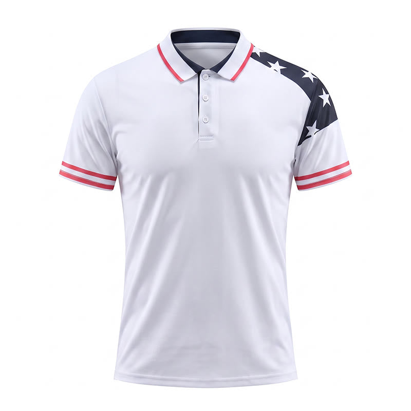 Poloshirt für Herren mit patriotischem Sternenprint und Flaggenmotiv - image 8