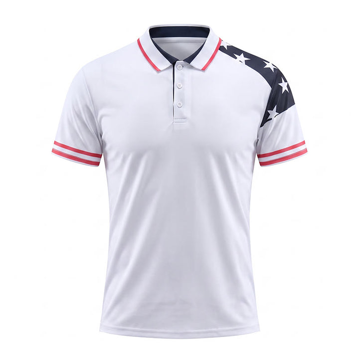 Poloshirt für Herren mit patriotischem Sternenprint und Flaggenmotiv - image 8